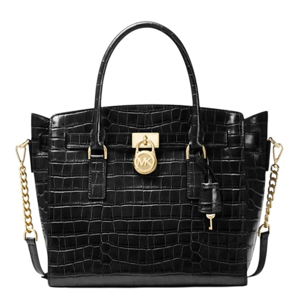 Michael Kors Hamilton Crocodile-Embossed Satchel